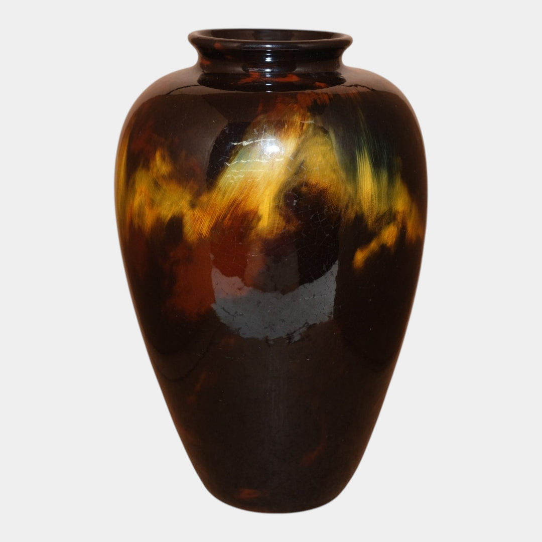 Weller Aurelian 1900s Vintage Art Pottery Brown Grape And Vine Ceramic Vase