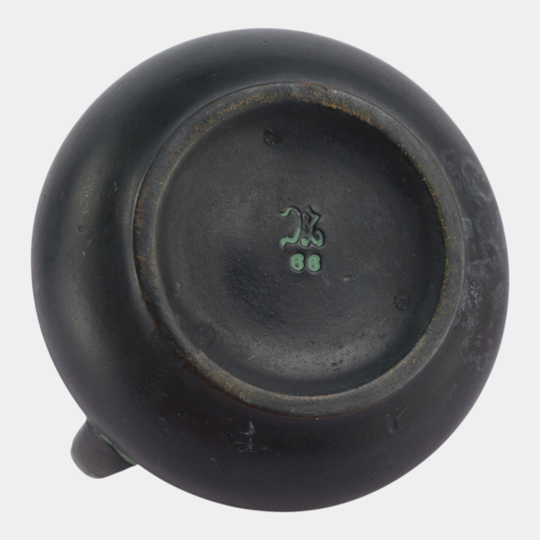 Norse 1900s Vintage Art Pottery Bronze Ware Black Chamberstick Candle Holder 66