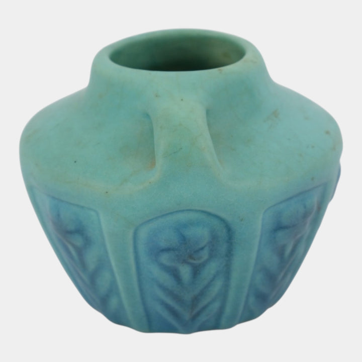 Van Briggle 1930s Vintage Arts And Crafts Pottery Blue Ceramic Flower Vase 522 - Just Art Pottery