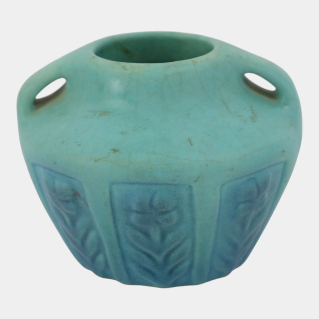 Van Briggle 1930s Vintage Arts And Crafts Pottery Blue Ceramic Flower Vase 522 - Just Art Pottery