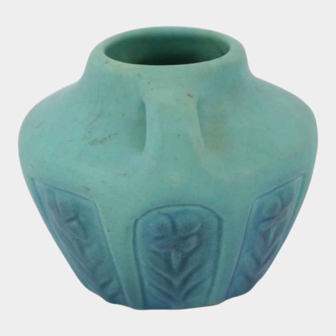 Van Briggle 1930s Vintage Arts And Crafts Pottery Blue Ceramic Flower Vase 522 - Just Art Pottery