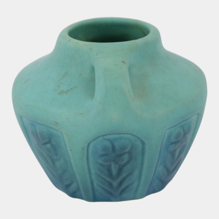Van Briggle 1930s Vintage Arts And Crafts Pottery Blue Ceramic Flower Vase 522 - Just Art Pottery