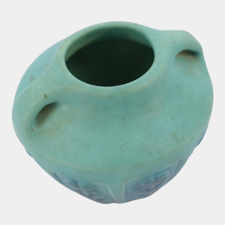 Van Briggle 1930s Vintage Arts And Crafts Pottery Blue Ceramic Flower Vase 522 - Just Art Pottery