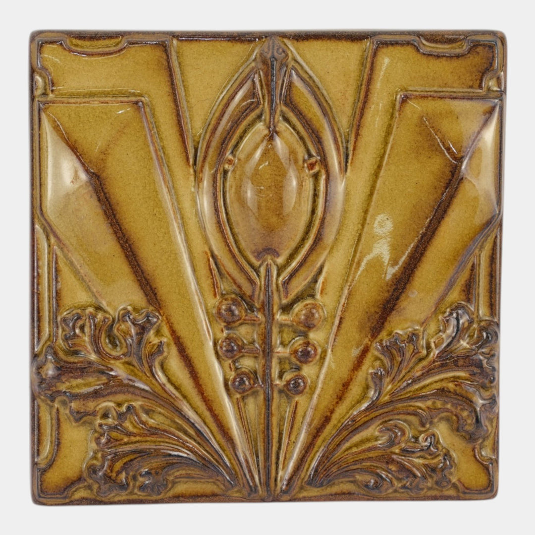 Motawi Tileworks Archer Golden Brown Arts And Crafts Relief Art Pottery Tile