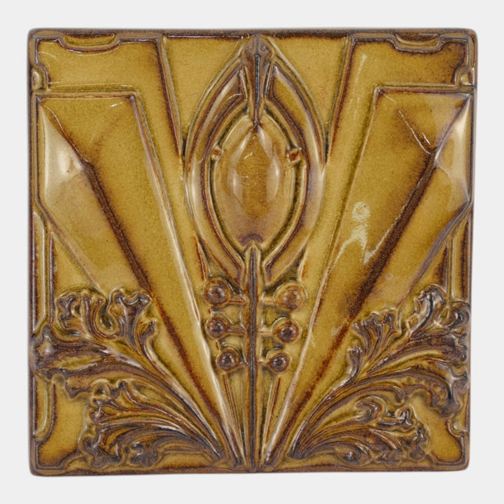 Motawi Tileworks Archer Golden Brown Arts And Crafts Relief Art Pottery Tile