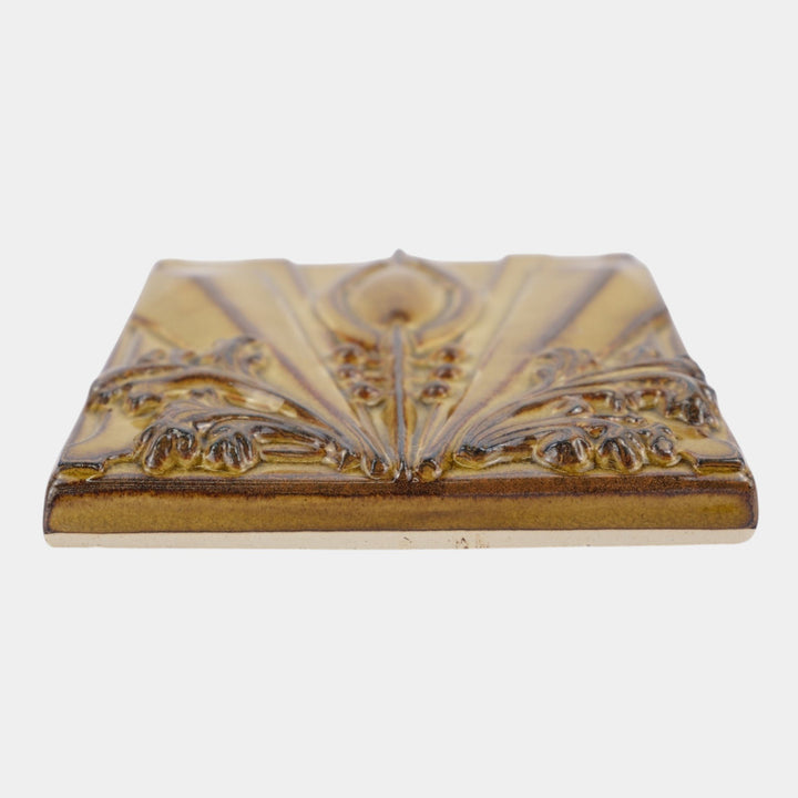 Motawi Tileworks Archer Golden Brown Arts And Crafts Relief Art Pottery Tile