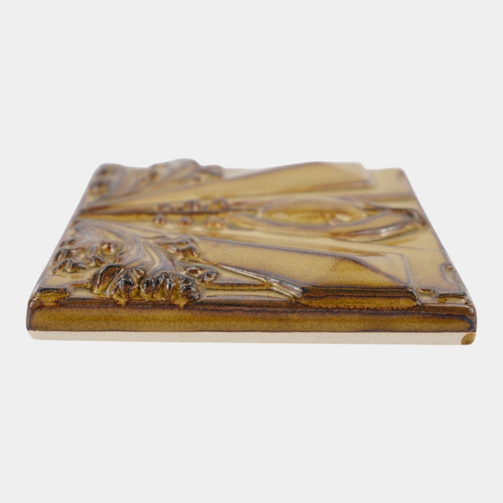 Motawi Tileworks Archer Golden Brown Arts And Crafts Relief Art Pottery Tile