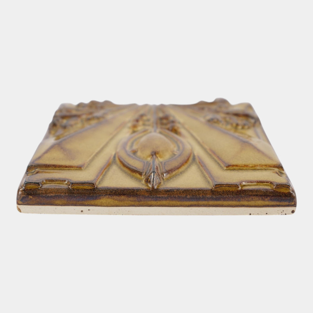 Motawi Tileworks Archer Golden Brown Arts And Crafts Relief Art Pottery Tile