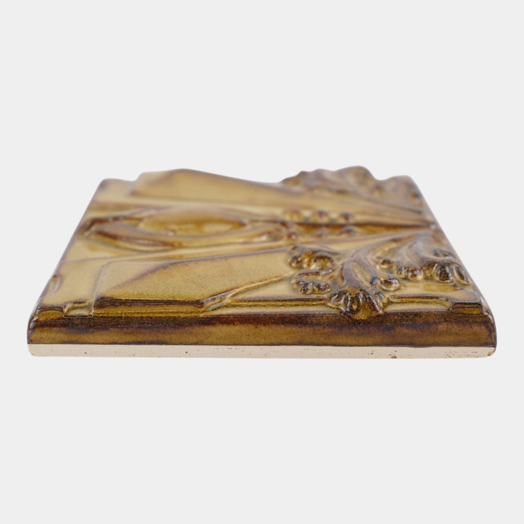 Motawi Tileworks Archer Golden Brown Arts And Crafts Relief Art Pottery Tile