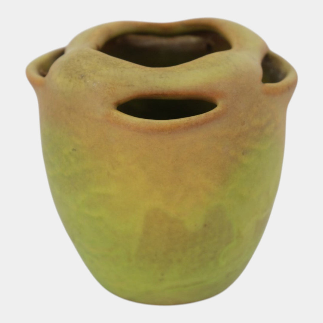 Weller Elberta 1930s Art Deco Pottery Green Brown Strawberry Pot Ceramic Vase