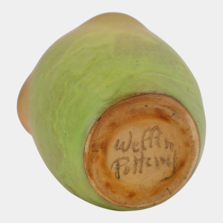 Weller Elberta 1930s Art Deco Pottery Green Brown Strawberry Pot Ceramic Vase