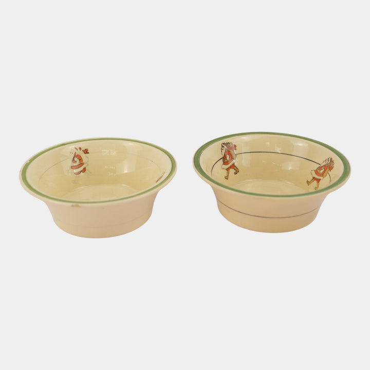 Roseville Juvenile Creamware 1910 Santa Claus Green Banded Bowls