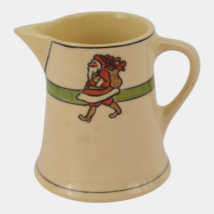 Roseville Juvenile Creamware 1910 Santa Claus Green Band Creamer Pitcher