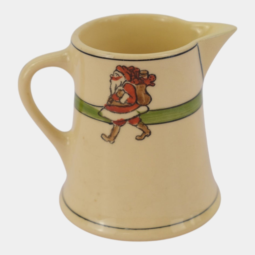 Roseville Juvenile Creamware 1910 Santa Claus Green Band Creamer Pitcher