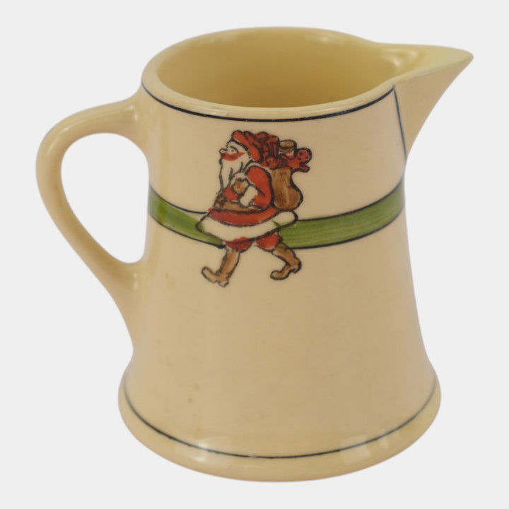 Roseville Juvenile Creamware 1910 Santa Claus Green Band Creamer Pitcher