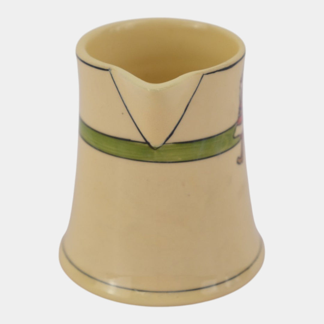 Roseville Juvenile Creamware 1910 Santa Claus Green Band Creamer Pitcher