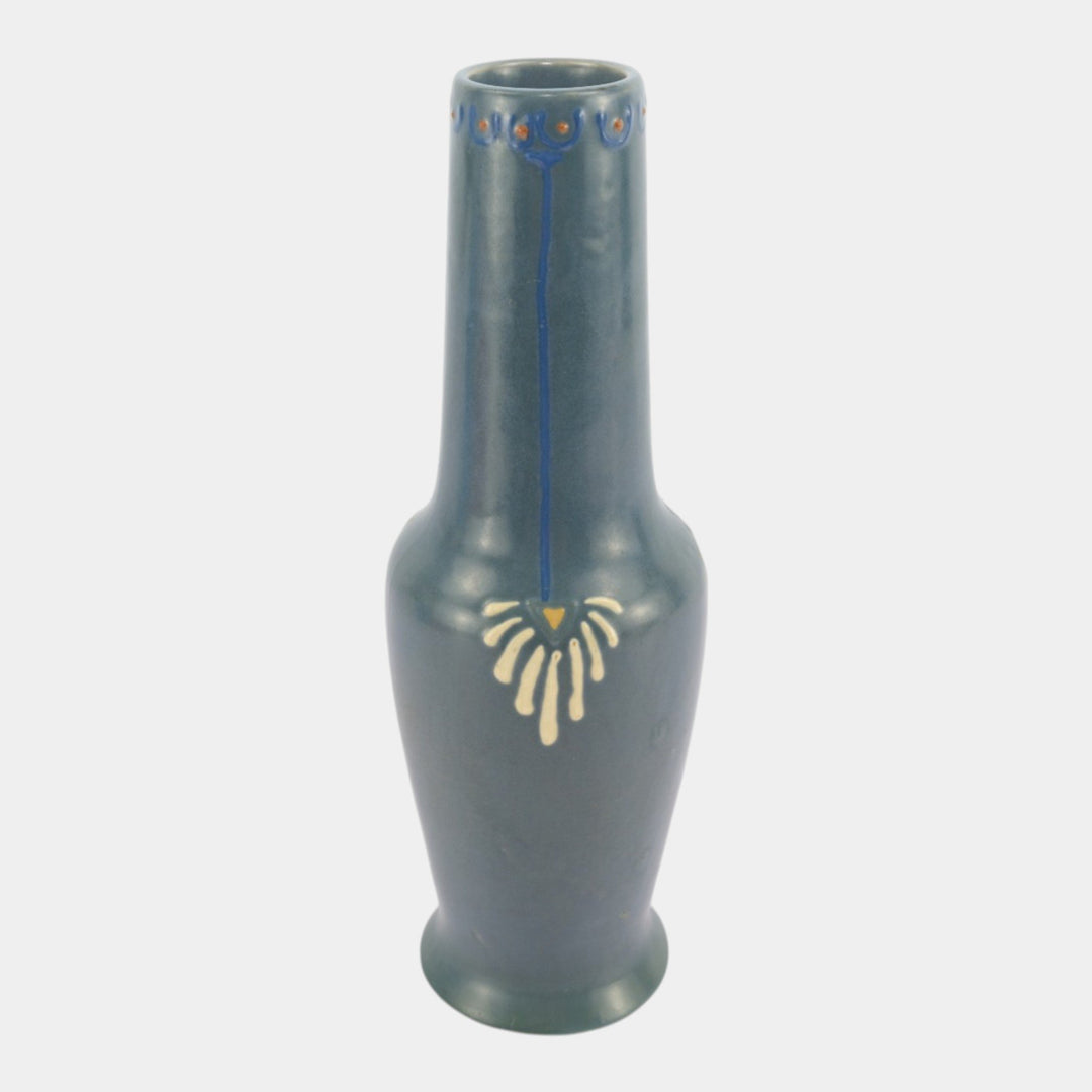 Roseville Aztec Blue 1905 Vintage Arts And Crafts Pottery Ceramic Vase 16