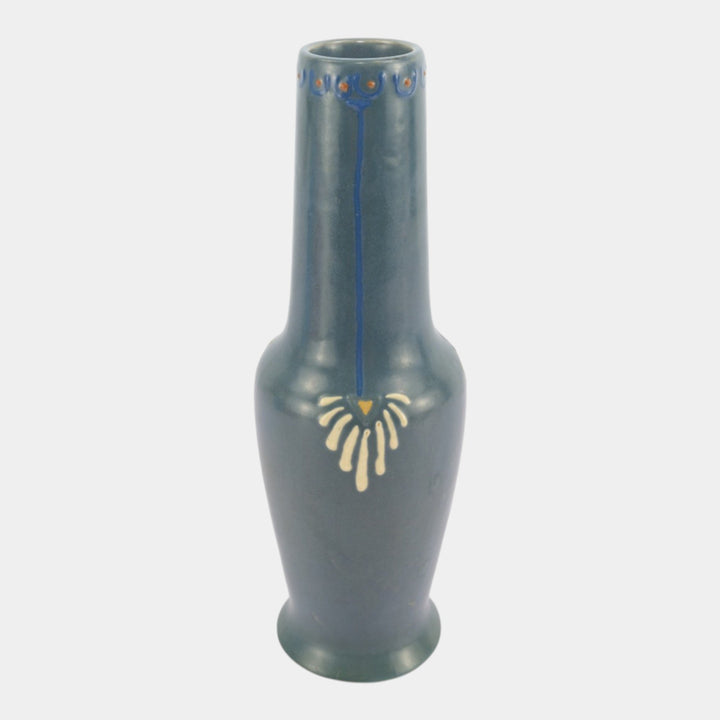 Roseville Aztec Blue 1905 Vintage Arts And Crafts Pottery Ceramic Vase 16