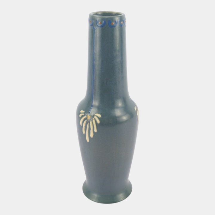 Roseville Aztec Blue 1905 Vintage Arts And Crafts Pottery Ceramic Vase 16