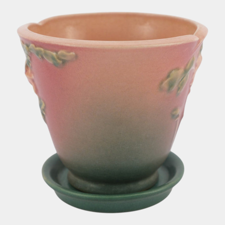 Roseville Columbine Pink Green 1941 Vintage Art Pottery Flower Pot Saucer 656-5