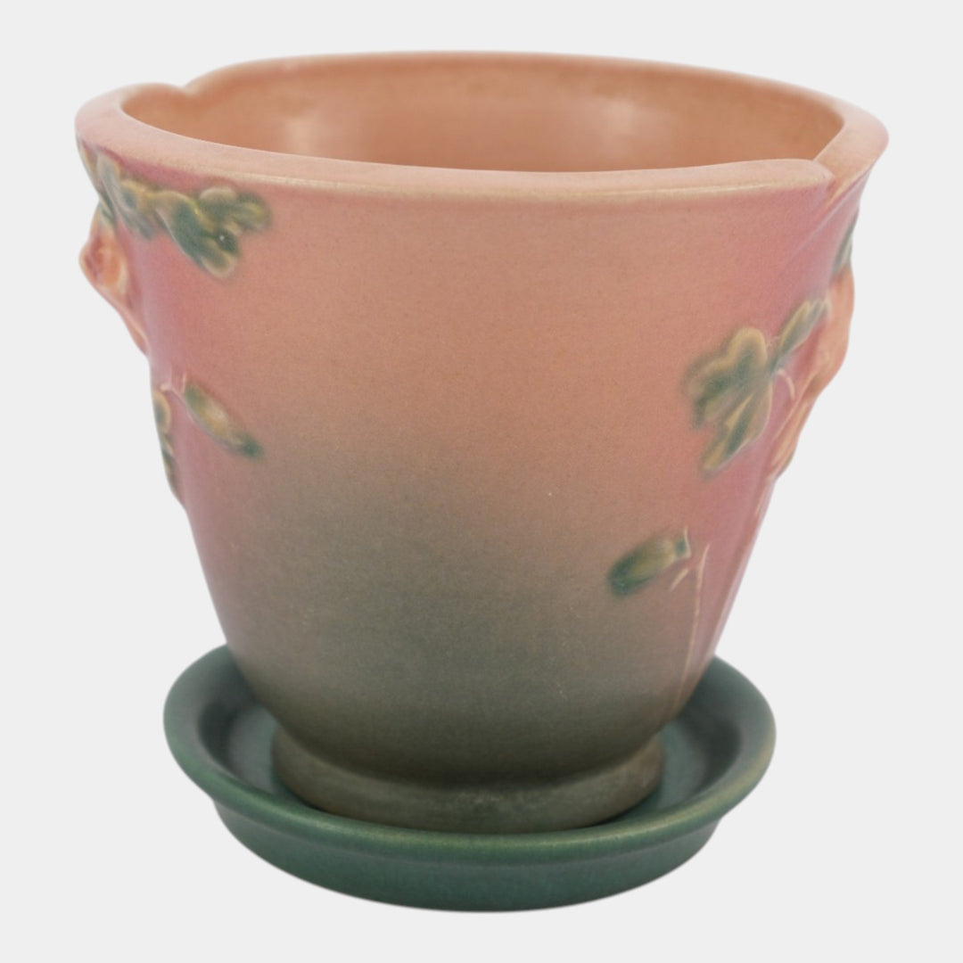 Roseville Columbine Pink Green 1941 Vintage Art Pottery Flower Pot Saucer 656-5