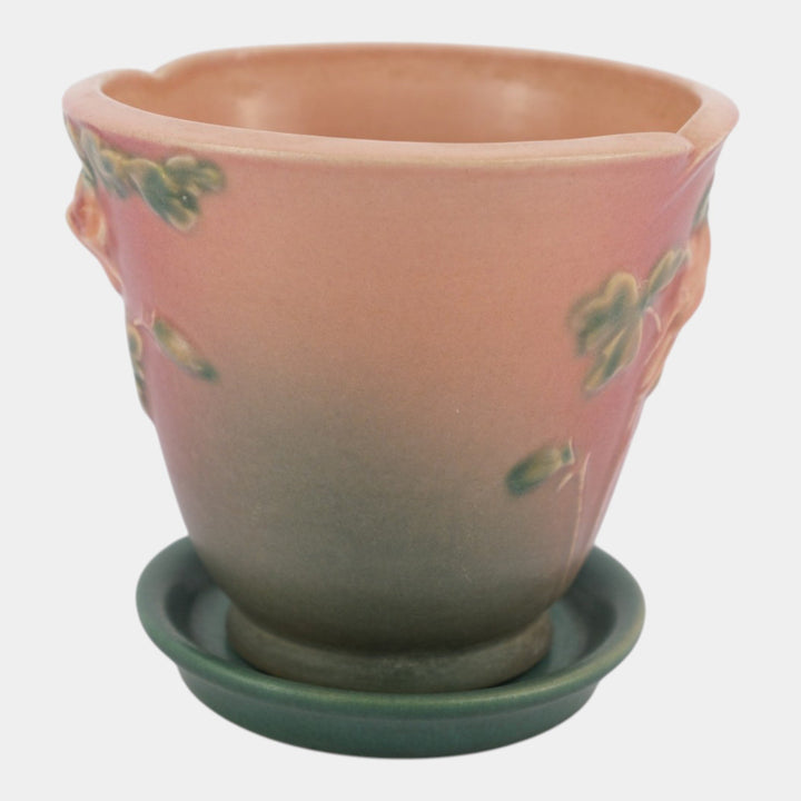 Roseville Columbine Pink Green 1941 Vintage Art Pottery Flower Pot Saucer 656-5