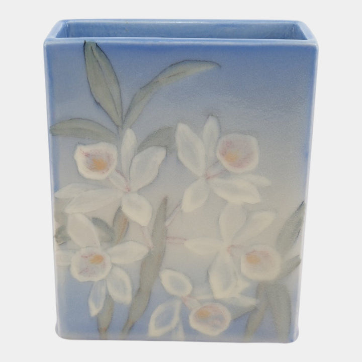 Rookwood 1945 Vintage Pottery Blue Rectangular Floral Vase 6292C Shirayamadani