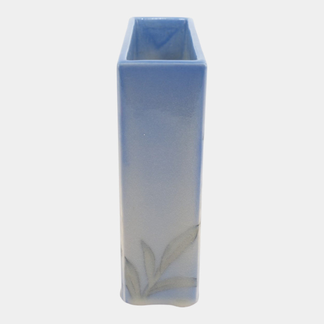 Rookwood 1945 Vintage Pottery Blue Rectangular Floral Vase 6292C Shirayamadani