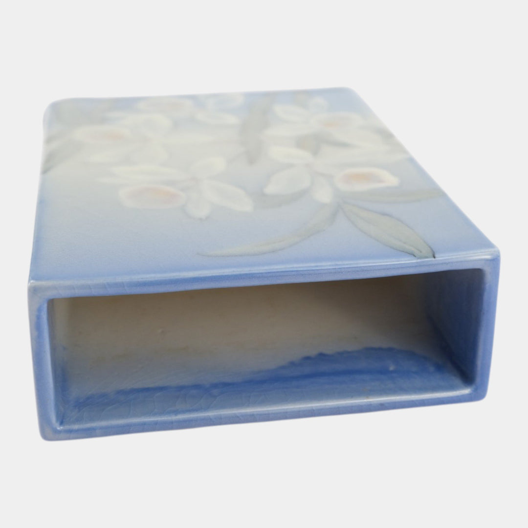 Rookwood 1945 Vintage Pottery Blue Rectangular Floral Vase 6292C Shirayamadani