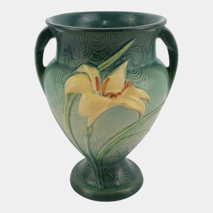 Roseville Zephyr Lily Green 1946 Vintage Art Pottery Ceramic Vase 202-8