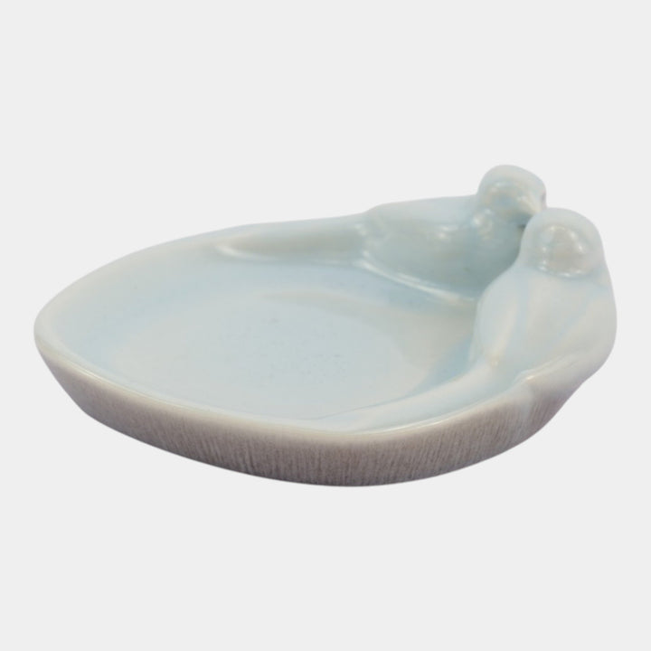 Rookwood 1949 Vintage Mid Century Pottery Blue Love Bird Ceramic Tray 6990