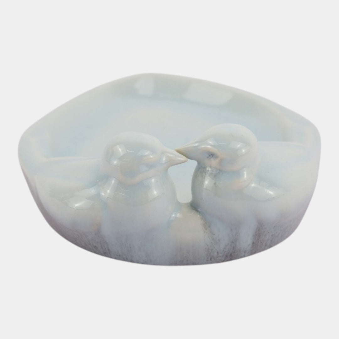 Rookwood 1949 Vintage Mid Century Pottery Blue Love Bird Ceramic Tray 6990