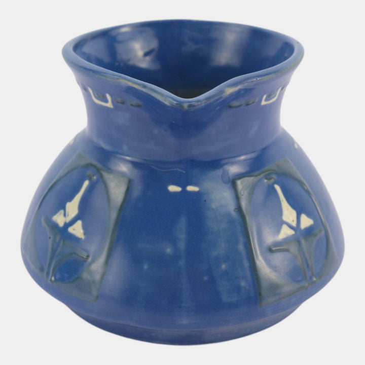Roseville Aztec 1905 Antique Arts and Crafts Pottery Blue Ceramic Pitcher 1