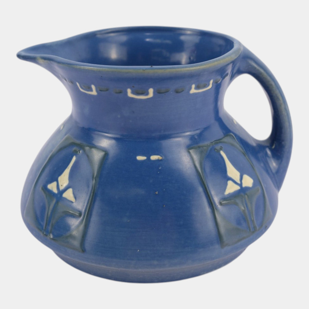 Roseville Aztec 1905 Antique Arts and Crafts Pottery Blue Ceramic Pitcher 1