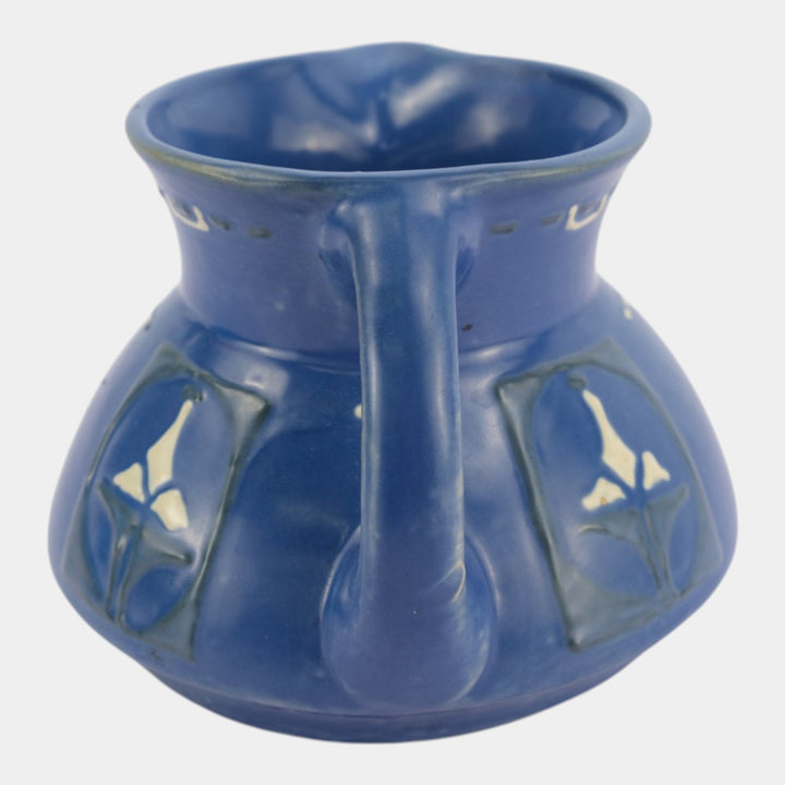 Roseville Aztec 1905 Antique Arts and Crafts Pottery Blue Ceramic Pitcher 1