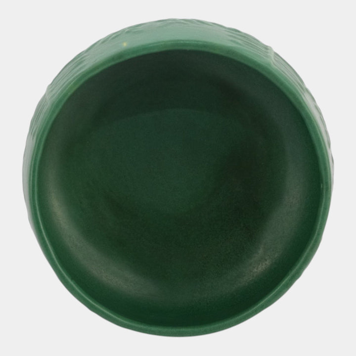 Weller Pottery Matte Green Fern Arts And Crafts Ceramic Round Footed Bowl