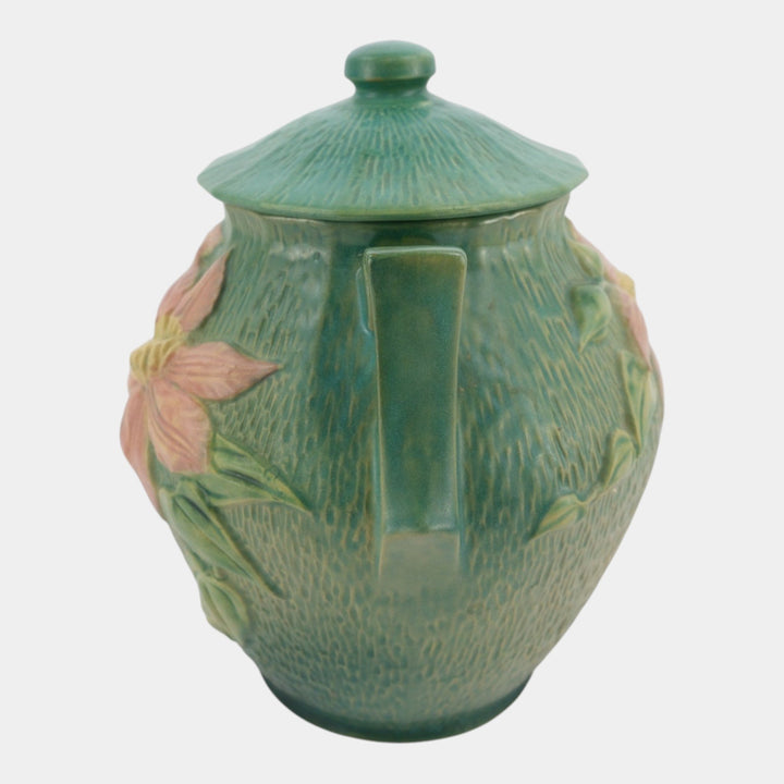 Roseville Clematis Green 1944 Mid Century Modern Pottery Ceramic Cookie Jar 3-8