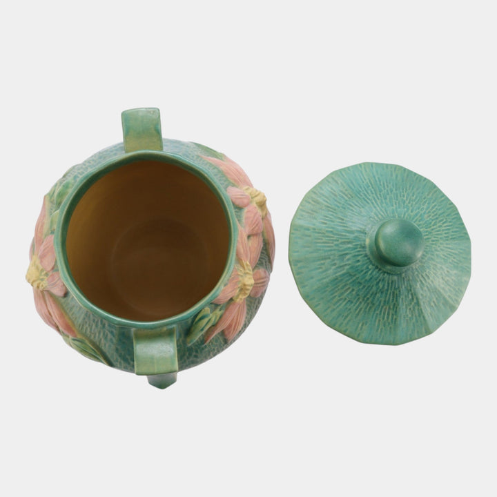Roseville Clematis Green 1944 Mid Century Modern Pottery Ceramic Cookie Jar 3-8