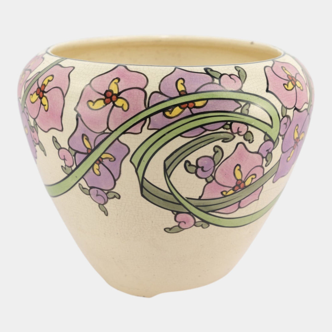 Roseville Persian 1916 Vintage Art Pottery Purple Flora Ceramic Jardiniere Planter
