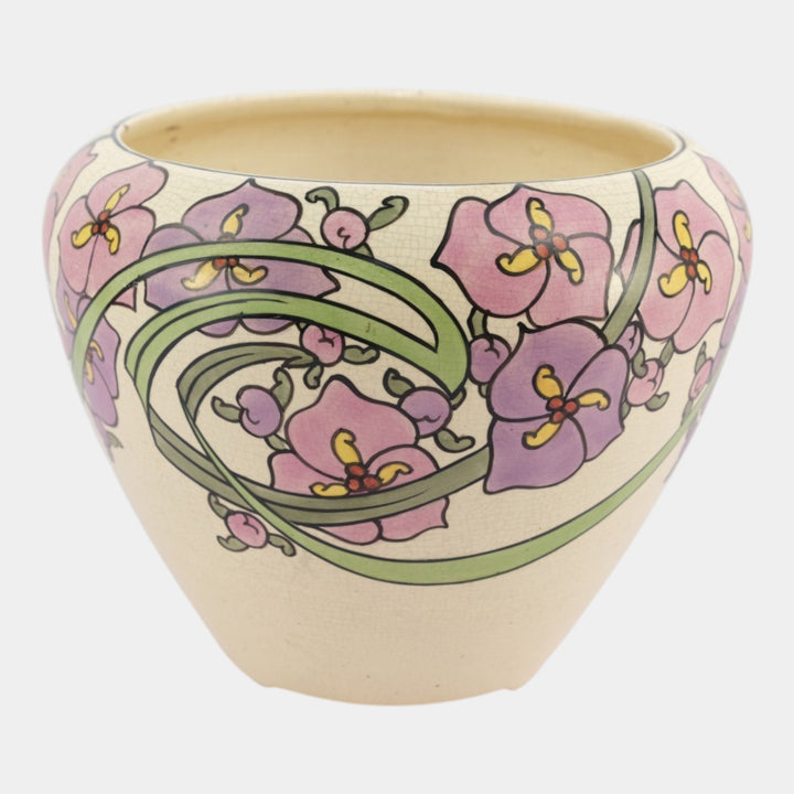 Roseville Persian 1916 Vintage Art Pottery Purple Flora Ceramic Jardiniere Planter