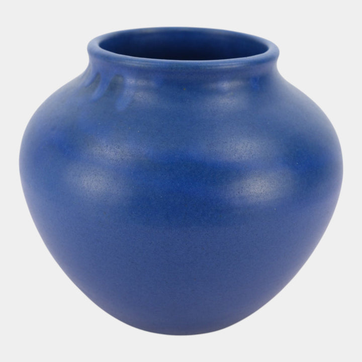 Zanesville Stoneware 1930s Arts And Crafts Blue Vase Made For Charles Mayer