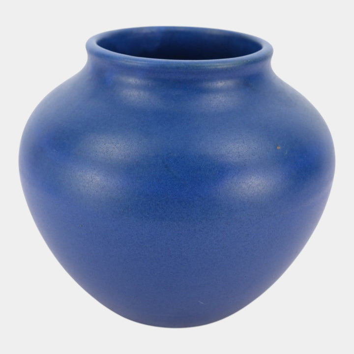 Zanesville Stoneware 1930s Arts And Crafts Blue Vase Made For Charles Mayer
