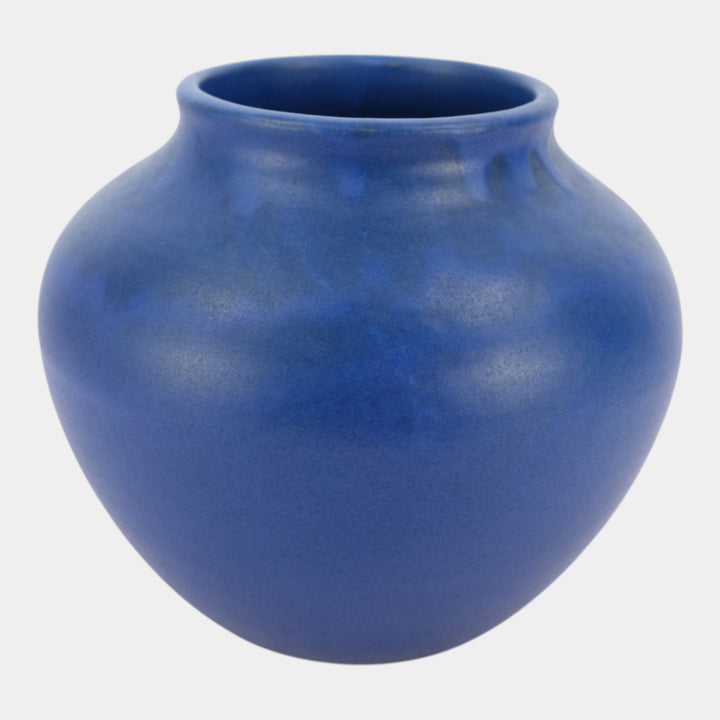 Zanesville Stoneware 1930s Arts And Crafts Blue Vase Made For Charles Mayer
