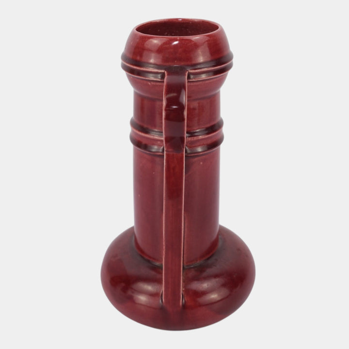Amaco American Art And Clay Company Art Deco Oxblood Red Handled Vase 48