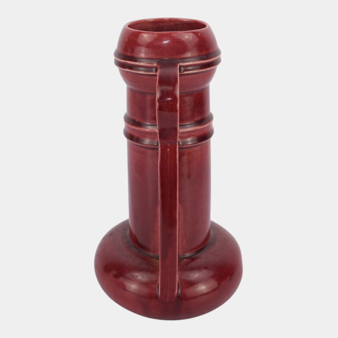 Amaco American Art And Clay Company Art Deco Oxblood Red Handled Vase 48
