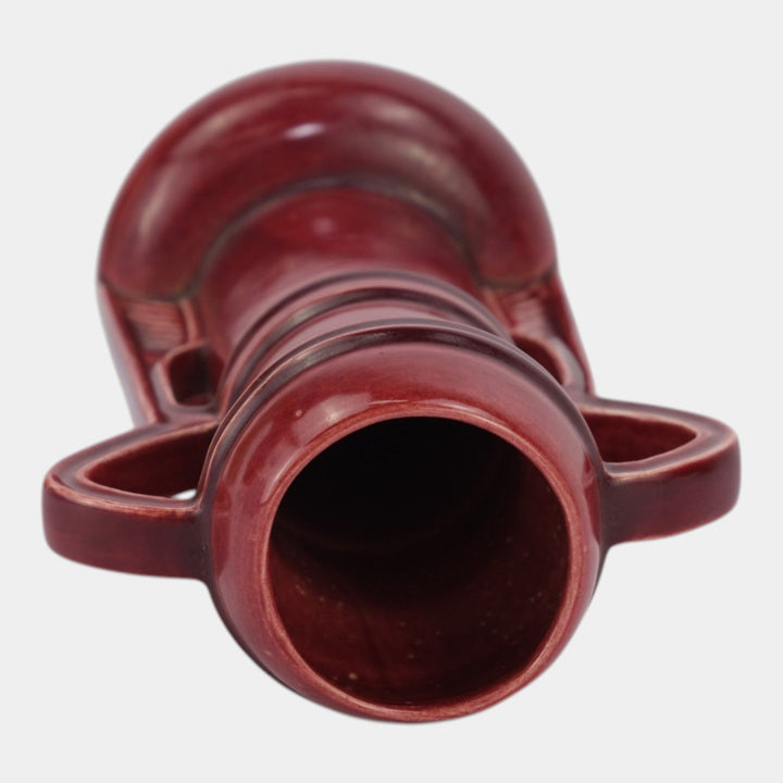 Amaco American Art And Clay Company Art Deco Oxblood Red Handled Vase 48