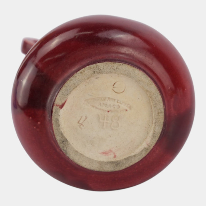 Amaco American Art And Clay Company Art Deco Oxblood Red Handled Vase 48