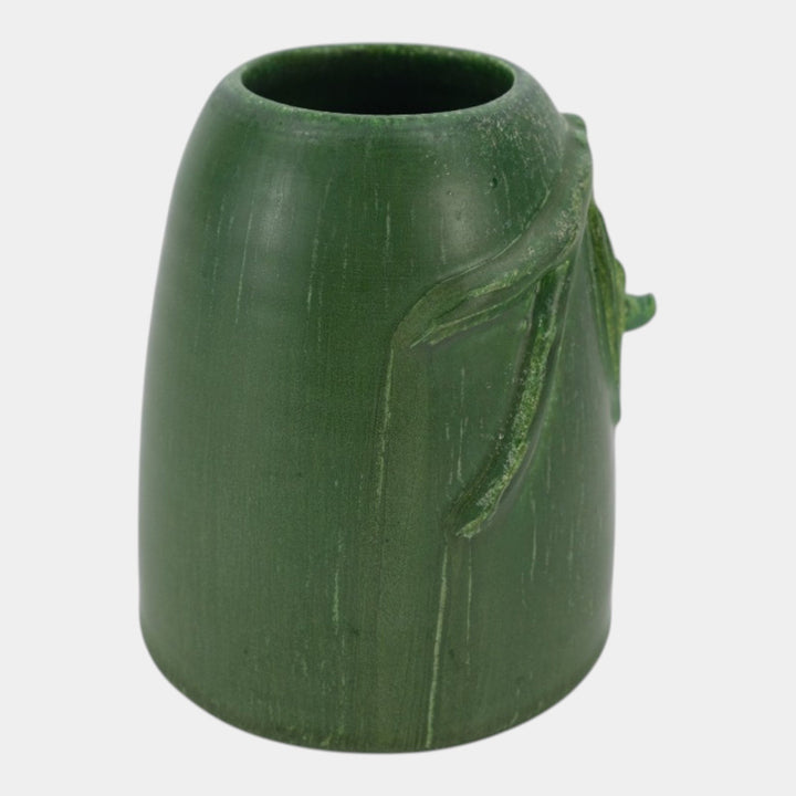 Ephraim Faience 2004 Hand Made Pottery Matte Green Hanging Bat Cabinet Vase 361