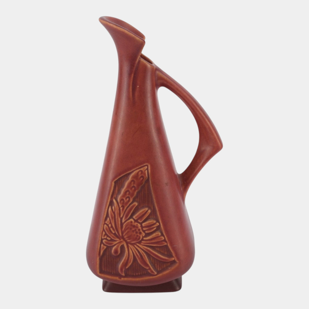 Roseville Silhouette Red 1950 Vintage Art Deco Pottery Ceramic Ewer 717-10