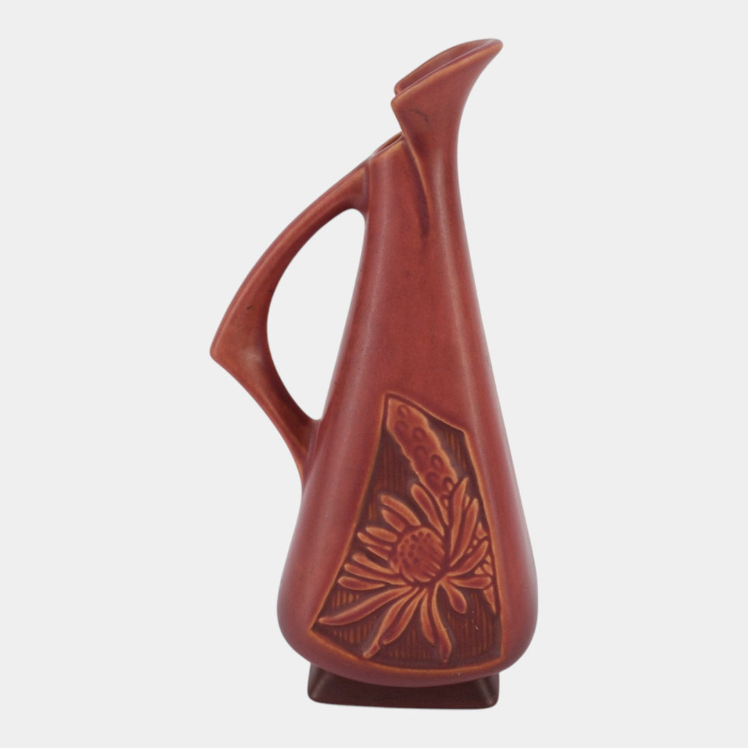 Roseville Silhouette Red 1950 Vintage Art Deco Pottery Ceramic Ewer 717-10